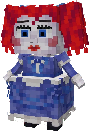 Blocky character with red hair.