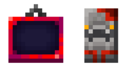 Pixel art items a frame and a statue.