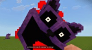 Blocky purple creature close-up.