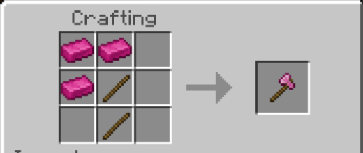 Crafting pink axe with Straberrium.