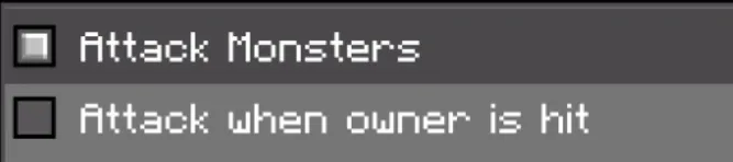 Checkbox options Attack Monsters, Attack when hit.