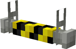 Blocky hazard-striped barrier.