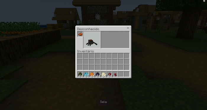 Inventory screen with a spider icon.