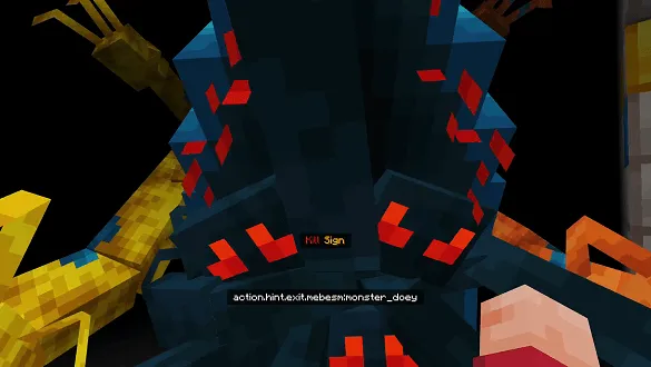 Blocky monster with colorful limbs.