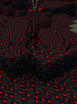 Dark, infected terrain with glowing red spots