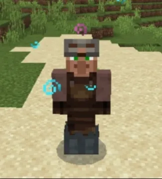 Villager in new armor on sandy terrain