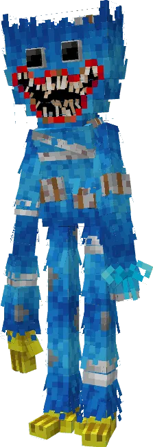 Blocky blue creature with sharp teeth.