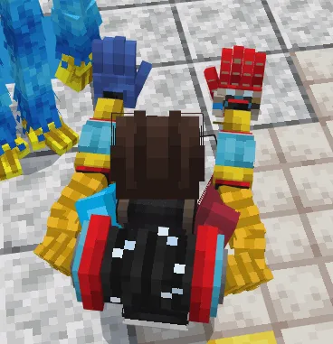 Character with grabpack in blocky style.