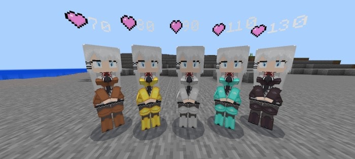 Anime characters in colorful outfits.
