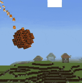 Giant fireball flying toward a village