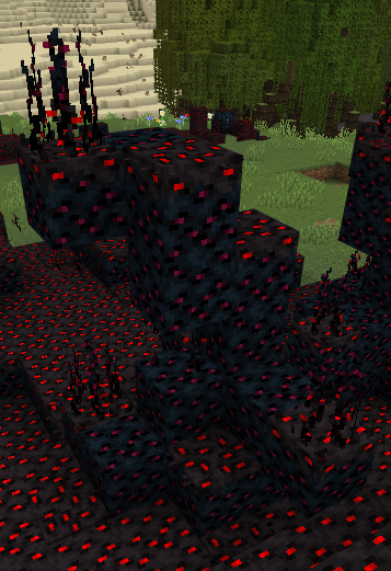 Dark infected blocks with glowing red veins