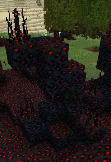 Dark infected blocks with glowing red veins