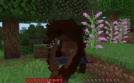 Blocky werewolf stalks player in forest biome