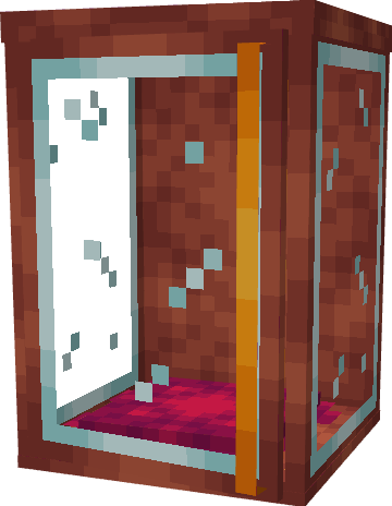 Blocky glass shower enclosure.