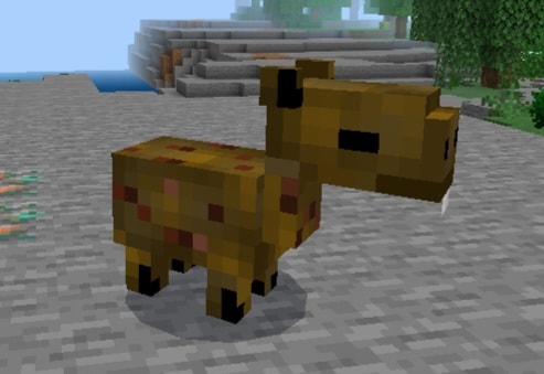 Blocky capybara model on a stone surface