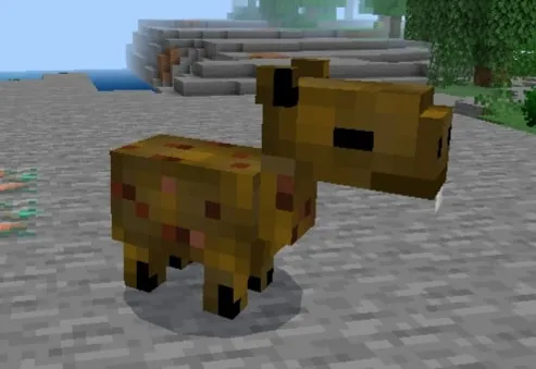 Blocky capybara model on a stone surface