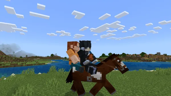 Two players riding a horse together