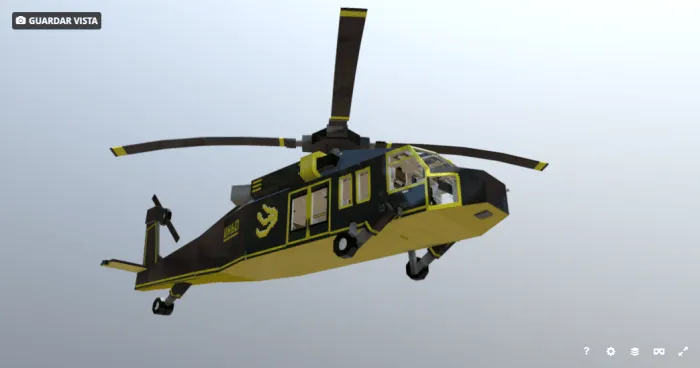 Blocky black and yellow helicopter model