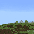 Player wields a glowing sword on grassy hills.
