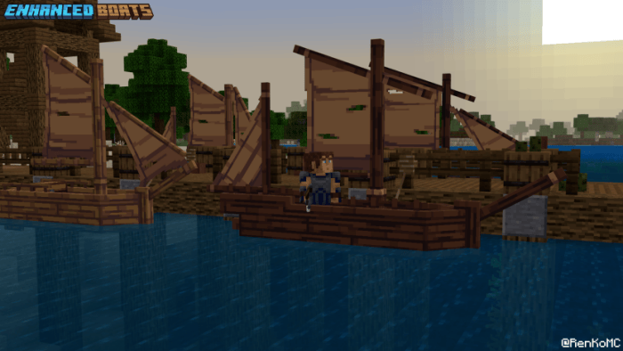 Pixelated boats with enhanced textures.