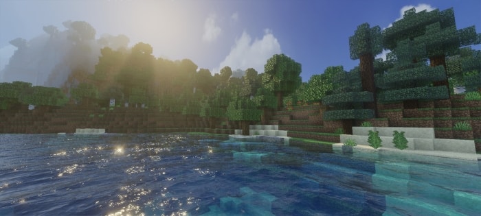 Vibrant water and lush forest scenery