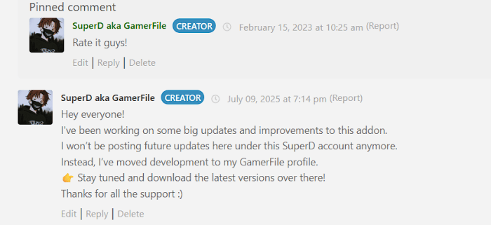 ALT Creator comments on mod updates