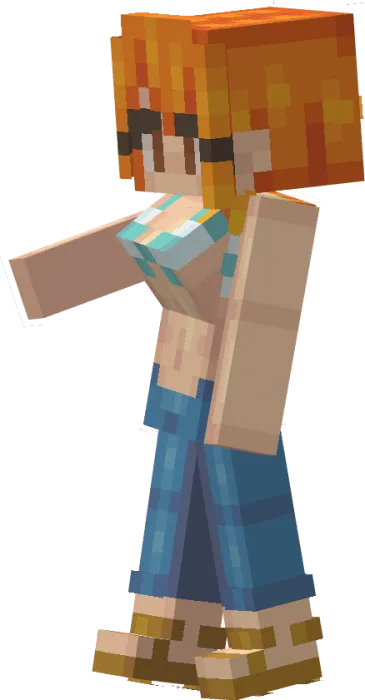 Blocky character with orange hair.