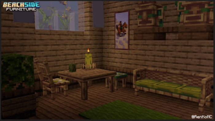 Cozy room with tropical furniture.