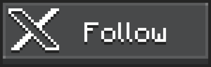 Pixel art button with X Follow text.