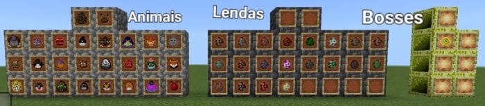 Animals, legends, and bosses item display