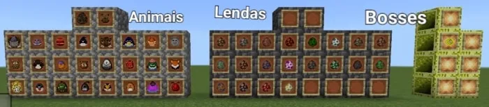 Animals, legends, and bosses item display