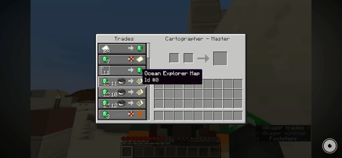 Villager trade options unlocked in game.