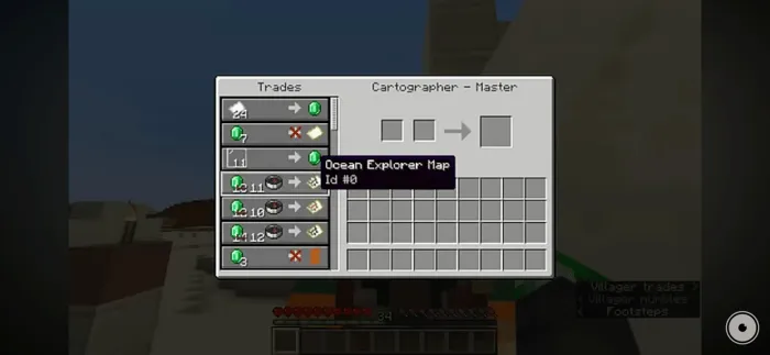 Villager trade options unlocked in game.