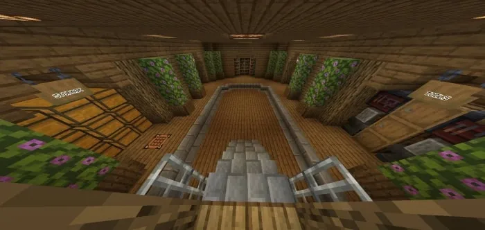 Underground bunker interior with storage areas