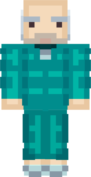 Pixel art character in teal tracksuit