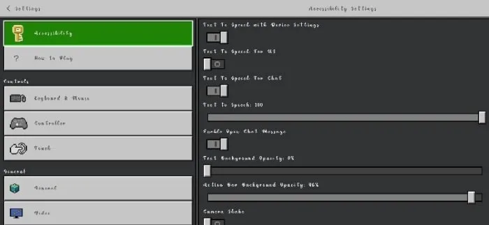 ALT text Modern pixel font in game settings menu
