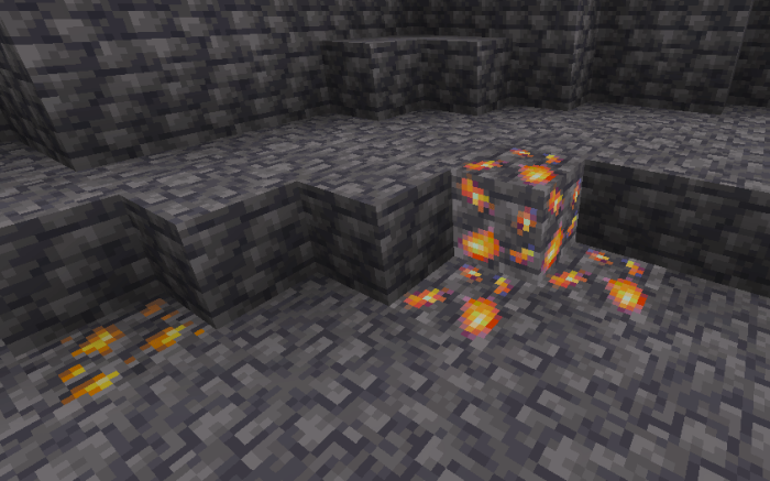 Glowing mysterious ore embedded in stone.