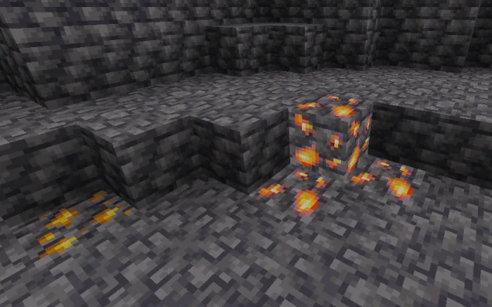 Glowing mysterious ore embedded in stone.