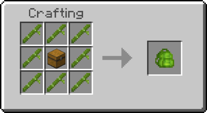 Crafting recipe for green backpack.