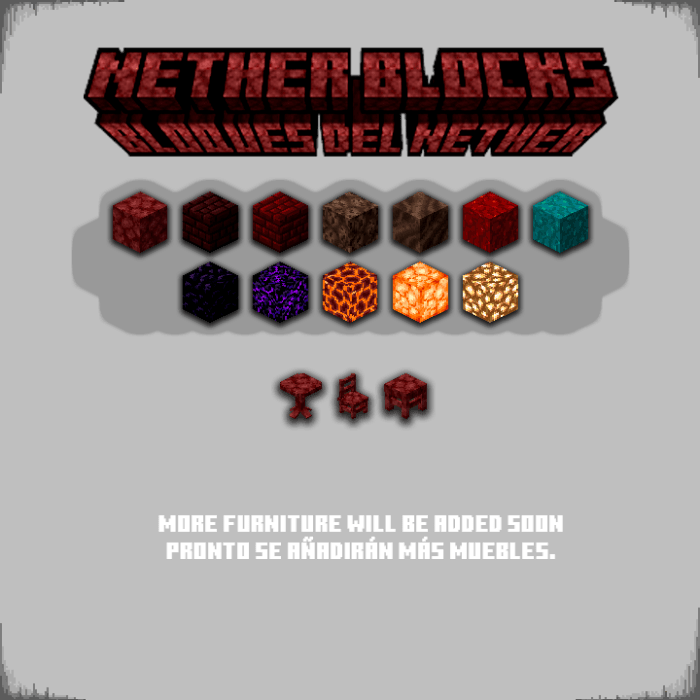Nether blocks with furniture preview.