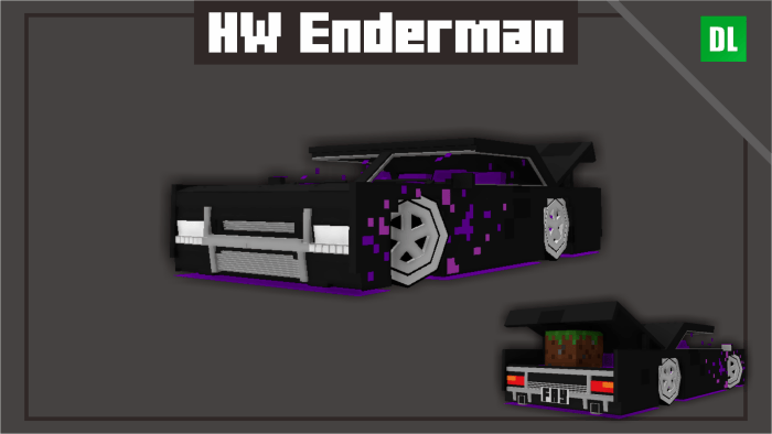 Enderman-themed car in Minecraft style.