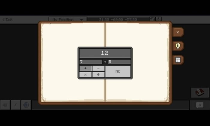 Open book with a calculator display.