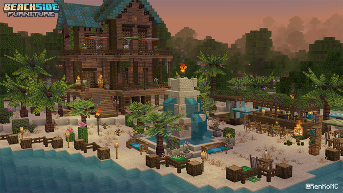 Tropical beachside house with summer decor