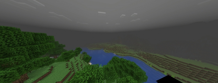 Foggy landscape with eerie atmosphere.