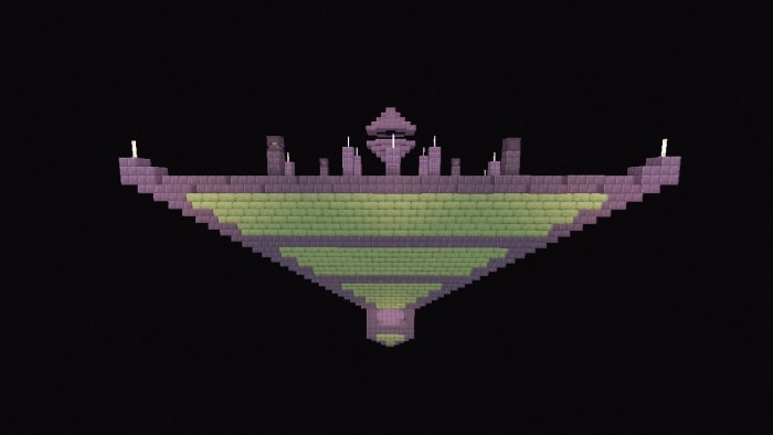 Floating triangular structure in ruins.