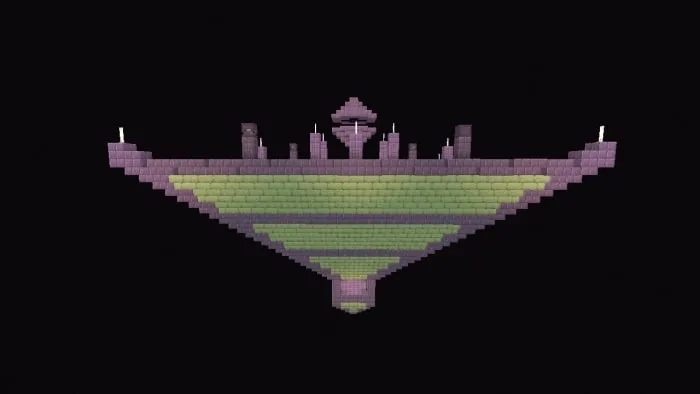 Floating triangular structure in ruins.