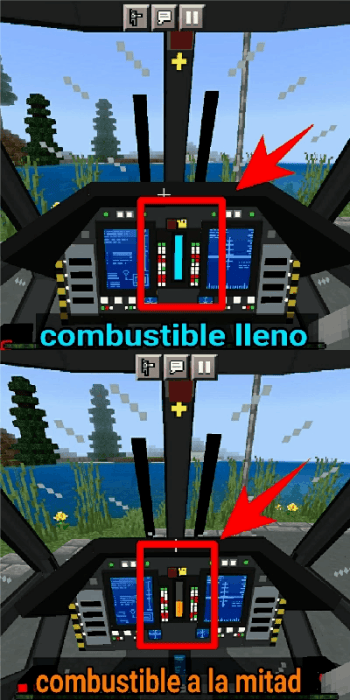 Top Helicopter fuel full, bottom half