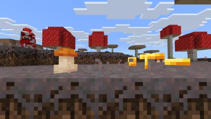 Mushroom biome with red mushrooms and mobs.