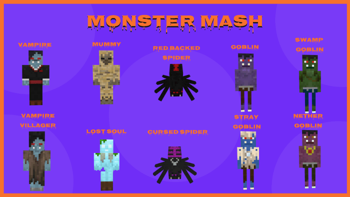 Monster-themed texture pack display.