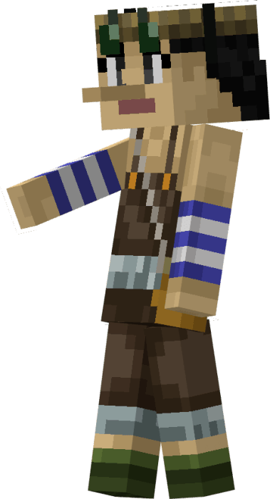 Minecraft character with striped sleeves.